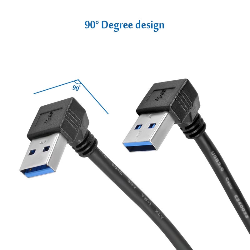 UCEC USB 3.0 Extension Cable, Male to Female 90 Degree Short Extension Cord 6 Inch Extender, Up & Down Angle, 2 Pack (Black) - Image 2